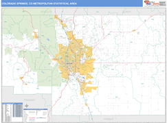 Colorado Springs Metro Area Digital Map Basic Style